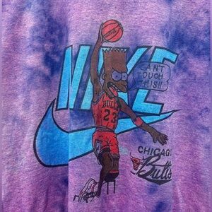 RARE Vintage Jordan Bart Simpson Bootleg T-Shirt - Purple Blue Tiedye Sz L